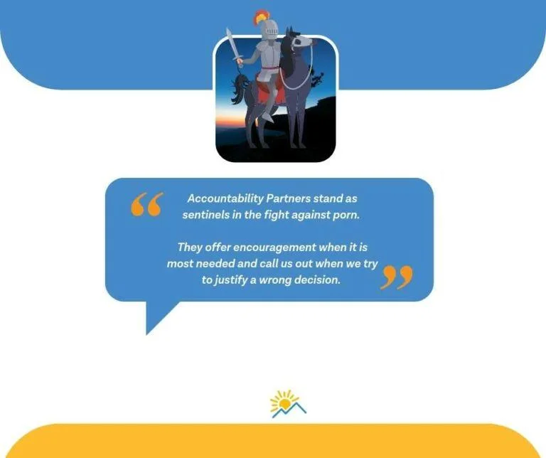 knight on a sunset hill graphic accountability partner safety feature